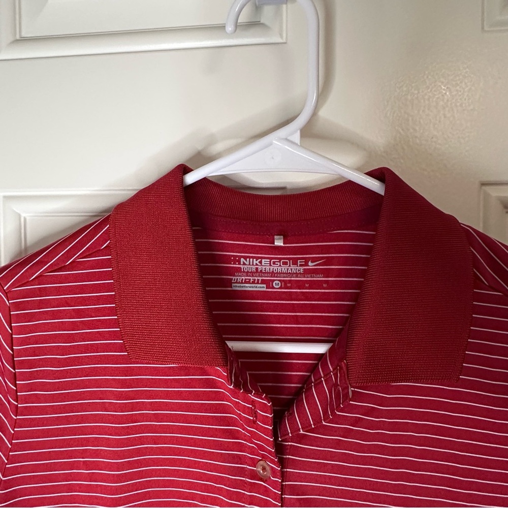 Nike Red and White Fitted Polo Button Down - Picture 4 of 4